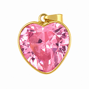 Pingente em Ouro 18K Ponto de Luz Coração Rosa 10,00mm