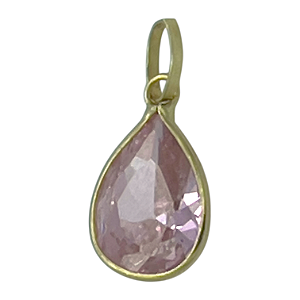 Pingente em Ouro 18K Ponto de Luz Gota Rosa 7X5mm