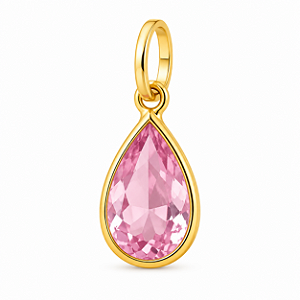Pingente em Ouro 18K Ponto de Luz Gota Rosa 7X5mm