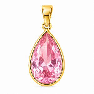 Pingente em Ouro 18K Ponto de Luz Gota Rosa 10X8mm