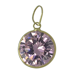 Pingente em Ouro 18K Ponto de Luz Rosa 9mm