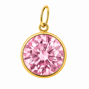 Pingente em Ouro 18K Ponto de Luz Rosa 9mm