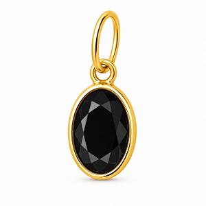 Pingente em Ouro 18K Ponto de Luz Oval Preto 6X4mm