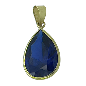 Pingente em Ouro 18K Ponto de Luz Gota Azul 11X9mm