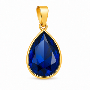 Pingente em Ouro 18K Ponto de Luz Gota Azul 11X9mm