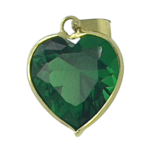 Pingente em Ouro 18K Ponto de Luz Coração Verde 10mm