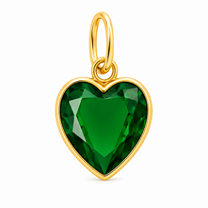 Pingente em Ouro 18K Ponto de Luz Coração Verde 6mm