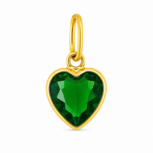 Pingente em Ouro 18K Ponto de Luz Coração Verde 5mm