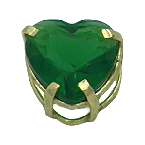 Pingente em Ouro 18K Ponto de Luz Coração Galeria Verde 6mm