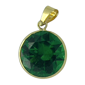 Pingente em Ouro 18K Ponto de Luz  Verde 10mm