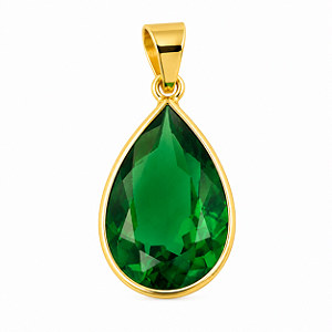 Pingente em Ouro 18K Ponto de Luz Gota Verde 10X8mm