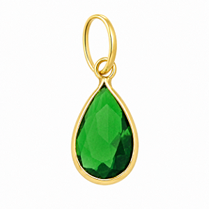 Pingente em Ouro 18K Ponto de Luz Gota Verde 6X4mm