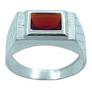 Anel em Prata 925  com Zircônia Baguete 8X6mm