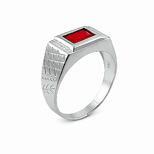 Anel em Prata 925 com Zircônia Baguete 8X6mm