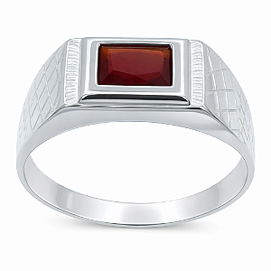 Anel em Prata 925 com Zircônia Baguete 7X5mm