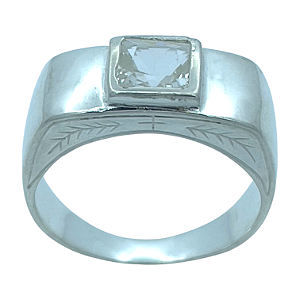 Anel em Prata 925  com Zircônia Carre 5,50mm