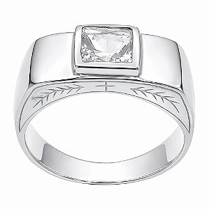 Anel em Prata 925 com Zircônia Carre 5,50mm