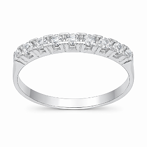 Anel em Prata 925 Meia Aliança Zirconia 2,50 mm