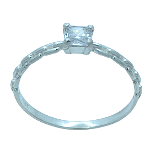 Anel em Prata 925 Solitario corrente Carre 4,00mm