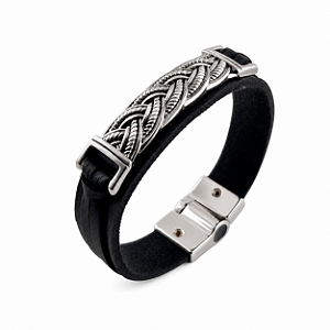 Pulseira em Couro e Aço