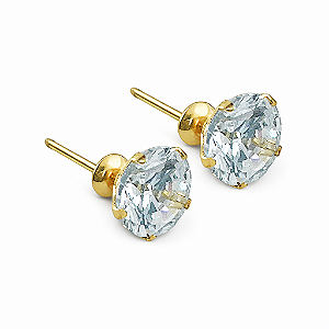 Brinco em Ouro 18k Ponto de Luz com Zircônia