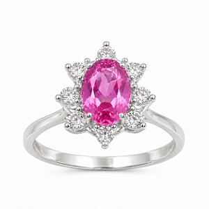 Anel de Prata 925 com Zircônia Oval Rosa