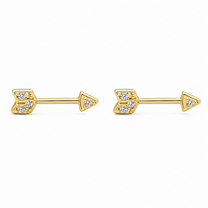 Brinco em Ouro 18k Flecha com Zirconias