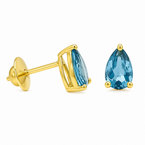 Brinco em Ouro 18K com Topázio Azul