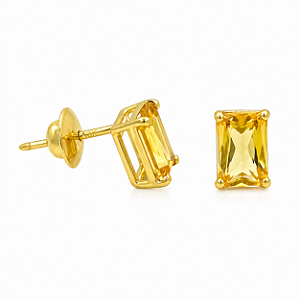 Brinco em Ouro 18K com Citrino 6,00 x 4,00 mm