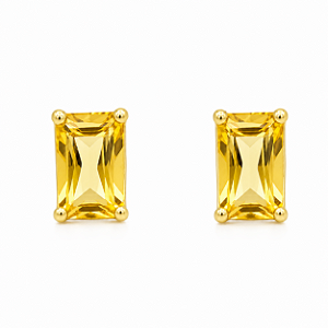Brinco em Ouro 18K com Citrino 6,00 x 4,00 mm
