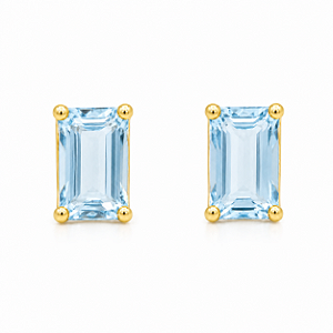 Brinco em Ouro 18K com Topazio Azul Claro 6,00 x 4,00 mm