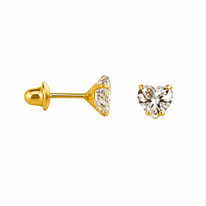 Brinco em Ouro 18K com Zirconia Coração