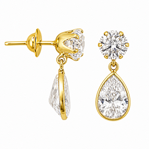 Brinco em Ouro 18K com Zirconia Redonda e Gota