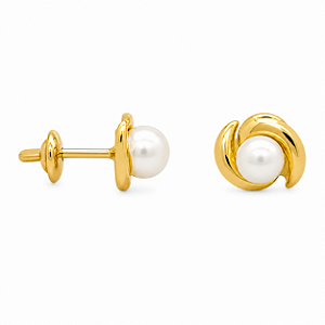 Brinco em Ouro 18k Pérola com Roseta 5,00 mm