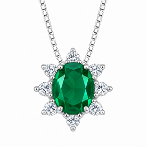 Gargantilha em Prata 925 Oval Verde