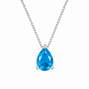 Gargantilha em Prata 925 Ponto de Luz Gota Azul