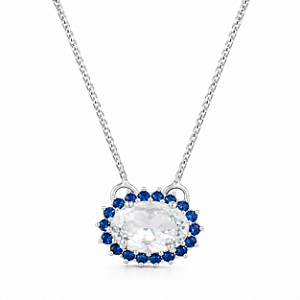 Gargantilha em Prata 925 Oval Branco e Azul