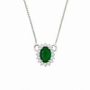 Gargantilha em Prata 925 Oval Branco e Verde
