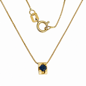 Gargantilha em Ouro 18K Ponto de Luz Safira