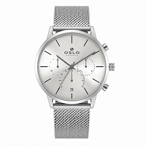 Relógio Oslo Masculino Slim Cronógrafo Prateado OMBSSCVD0009 S1SX