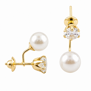 Brinco em Ouro 18K com Pérola e Zircônia - Modelo 0009755