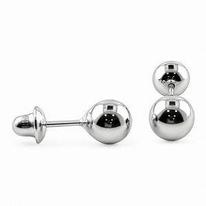 Brinco em Ouro Branco 18K Bola 5,00 mm