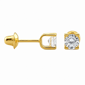 Brinco em Ouro 18K com Zircônia 3,50 mm