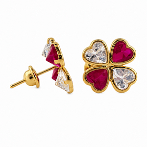Brinco em Ouro 18K com Zircônia Coração 3,50 mm - Modelo 0070421