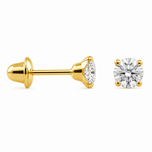 Brinco em Ouro 18K com Zircônia Coração 3,50 mm - Modelo 0114366