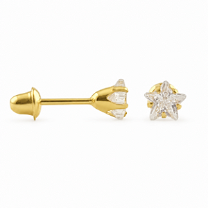 Brinco em Ouro 18K com Zircônia Estrela 4,00 mm