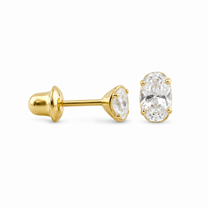 Brinco em Ouro 18K com Zircônia Oval 5,00 x 3,00 mm