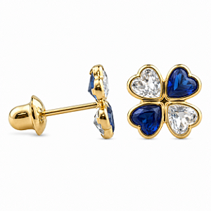 Brinco em Ouro 18K com Zircônia Coração 2,60 x 2,50 mm - Modelo 0156016
