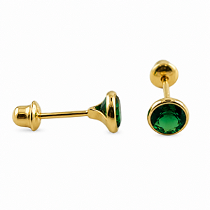 Brinco em Ouro 18K com Zircônia Coração 4,00 mm