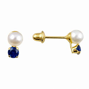 Brinco em Ouro 18K com Pérola e Zircônia - Modelo 0160175